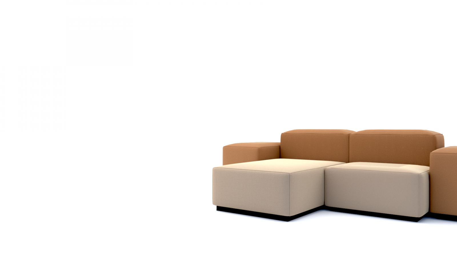 Na imagem é possível ver alguns módulos do sofá modular baobá